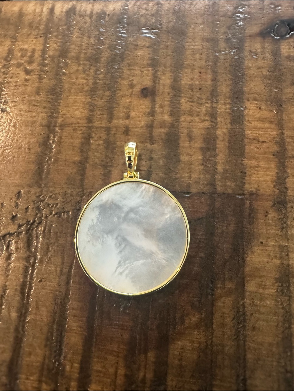 NWOT - Awe Inspired Celestial Mother of Pearl Amulet 14K Gold Vermeil Large - Picture 8 of 10